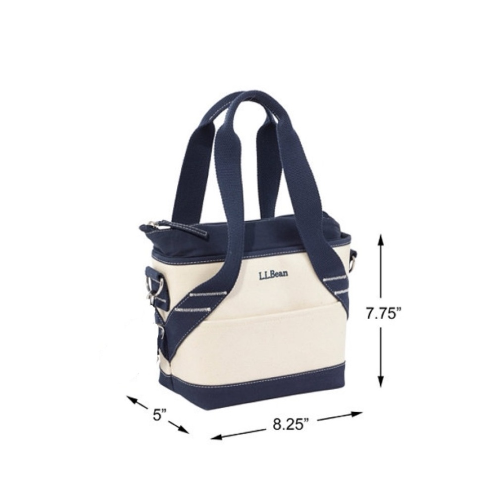L. L. Bean Boat Bag Lunch Tote Classic Canvas Navy Insulated Contemporary NWT - Picture 8 of 8